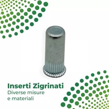 Inserti Filettati Zigrinati testa ridotta ciechi da M3 a M8 acciaio zincato