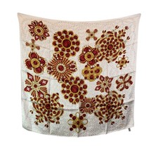 Autentica sciarpa Chanel vintage beige seta Gripoix bijoux stampa gioielli