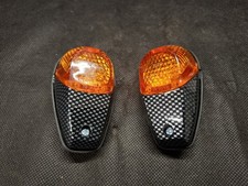 COPPIA FRECCE MOTO DA CARENA CARBON LOOK AMAS VETRO ARANCIO