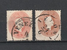 Lombardo Veneto 1861/2 Effigie 5s. rosso e 10s bruno mattone usati