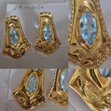ORECCHINI MASSICCI VENUS AUREA IN ORO 18 CARATI 750 CON TOPAZIO AZZURRO 9,1 GRAM