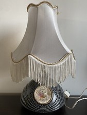 Bajour vintage colori bianco, oro e nero con dipinto in rilievo 