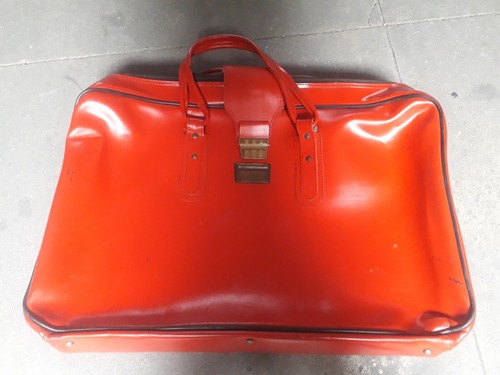 Valigia pelle rossa vintage - valigia,