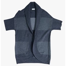 Rivamonti Cardigan Maglione Grigio Medio Righe Scialle Collo Lana Mohair Alpaca