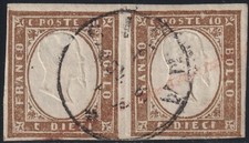 C.10 COPPIA SASS 14Cea USATA BEN MARGINATA CON ANNULLO DI SIENA OTTIMA QUALITA !