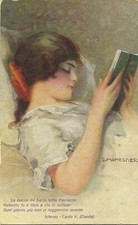 ILLUSTRATORI - DONNINE - A letto..leggendo Dante - ill. MONESTIER - NV   -idon58
