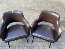 Coppia Di Poltrone In Simil Pelle Vintage Anni 70