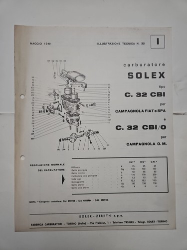 Opuscolo carburatori solex - opuscolo,
