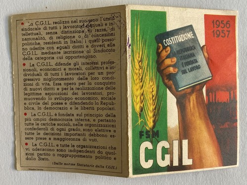 Tessera l 1956 57 - c.g.i.l,