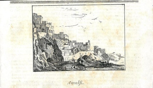Stampa antica veduta amalfi - antica,