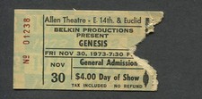 Biglietto concerto Genesis 1973 stub Cleveland, vendo Inghilterra By The Pound Gabriel