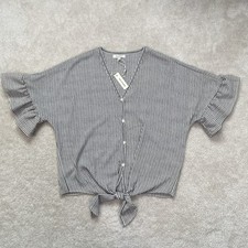 Camicetta donna Max Studio nuova con etichette crepe cravatta davanti donna S nera panna bottoni