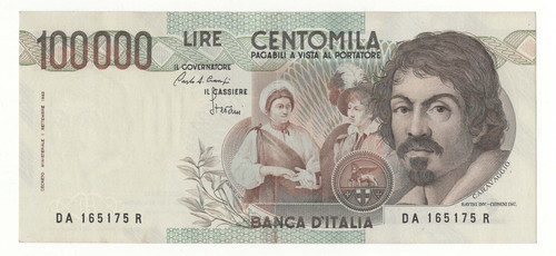 100000 lire caravaggio - lire,