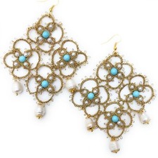 orecchini artigianali in Pizzo Chiacchierino Realizzati Artigianalmente A Mano 