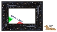 Cornice in legno Nera lucida traforata per foto,stampe,dipinti,poster- Spes.cm 5