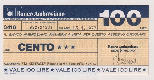 Miniassegni banco ambrosiano - miniassegni,