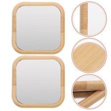  2 pezzi Specchio di trucco in legno vintage Mini specchi compatti specchi per