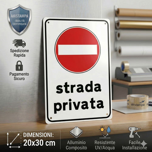 Cartello strada privata 20x30 - cartello,