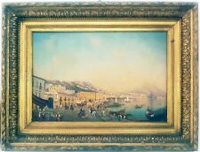 Olio su tavola Girolamo Gianni Attr. 1870 circa cornice oro zecchino Napoli