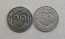 1918 e 1919 COPPIA  20 centesimi ESAGONO  Vittorio Emanuele III