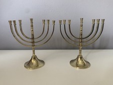 Coppia Candelabri Menorah Ottone Vintage