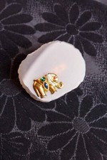 Spilla Vintage Elefante Su Disco Di Pietra Gioielli Anni '80 '90