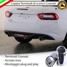COPPIA TERMINALI DI SCARICO PER MARMITTA CROMATO INOX FIAT 124 SPIDER