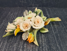 porcellana capodimonte tralcio con fiori e argento 800 cm 13 x 9