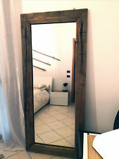 Specchio RUSTICO in legno di abete con graffe in ferro 80xh200cm ANCHE SU MISURA