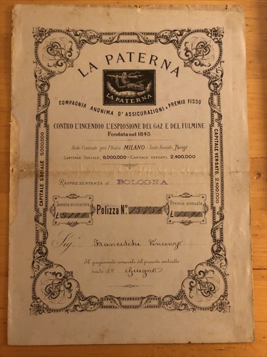 Documento assicurativo antico - documento,
