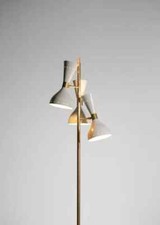 Lampada da terra Diabolo in ottone stile italiano Mid-Century con base e form...