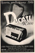 PUBBLICITA' 1946 RADIO DUCATI RR 3410 CARATTERISTICHE  SUONO ARPA VALVOLE MILANO