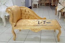 Dormeuse panca romana divano panchetta legno oro tessuto damascato Swarovski k85