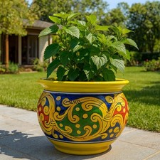 Vaso Cachepot Gaspò in Ceramica Stile Caltagirone Decorato a Mano – Ø25cm