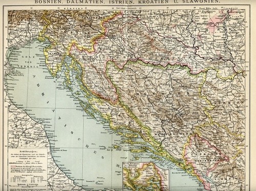 1897 antica mappa bosnia - mappa,