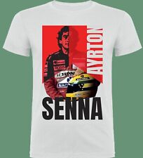 T-Shirt Ayrton Senna mclaren F1 honda maglietta Bianca 100% Cotone formula uno
