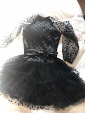 Abito Da Sera Donna Midi In Tulle Nero a Pois Asimmetrico Taglia 42 GreenFashion
