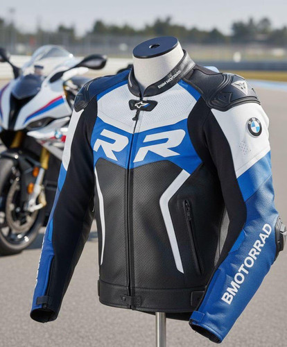Giacca moto pelle - pelle, blu