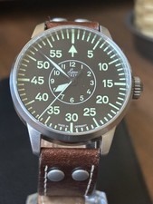 Orologio automatico Laco Aachen 42 mm tipo B Fleiger con cinturino in pelle extra nero