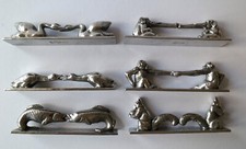 6 PANCHE PORTACOLTELLI ANIMALI STILE LIBERTY ANTICHE PANCHE PORTACOLTELLI VECCHIO ART DECO DESIGN PELTRO