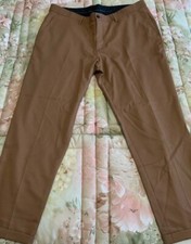 Pantalone Uomo Zara tg46 Color Safari Tessuto Nido D'Ape Risvolti Tasche