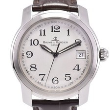 Orologio Uomo Baume & Mercier Capeland Data Quarzo SS Pelle Argento, Usato Da Ja