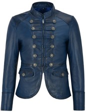 Giacca donna pelle blu