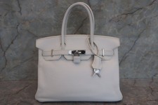 Borsa a mano HERMES Birkin 30 Taurillon Clemence bianca quadrata M (2009)
