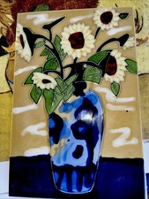 MAIOLICA artistica GIRASOLI misura 20/30 PIÙ in Regalo tela Girasoli V. Van Gogh