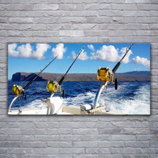 Pittura Su Vetro 120x60 Tempereto Immagine Pesca Mare Paesaggio