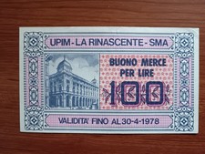 Buono Upim/La Rinascente Assegno Da 100 Lire In Fior Di Stampa