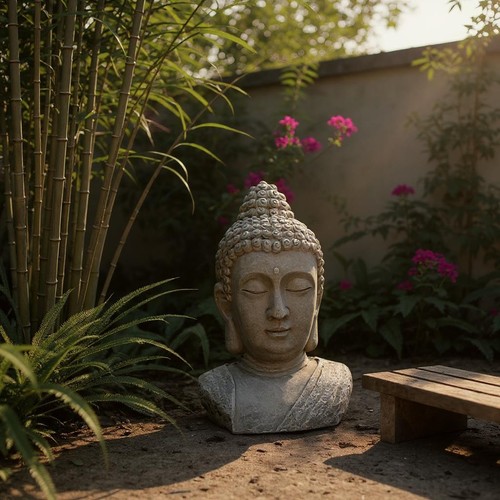 Statua testa buddha - testa, 50