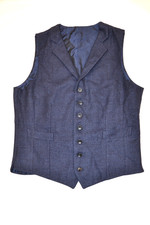 Gilet uomo KITON senza maniche lana seta lino blu nuovo senza etichette TG 48 EU