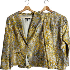Giacca blazer Escada Binchen seta stampa leopardata donna 46 antracite designer